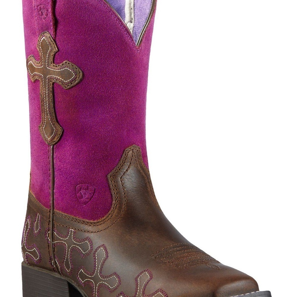 Ariat Fuchsia and Brown Western Boots